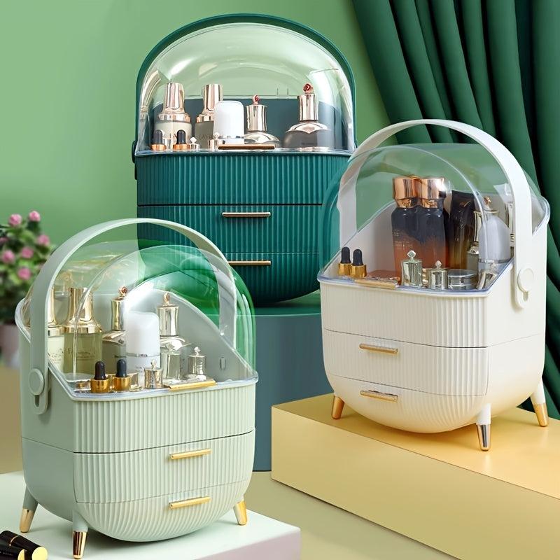 Clear Makeup Organizer with Lipstick and Skincare Holders
