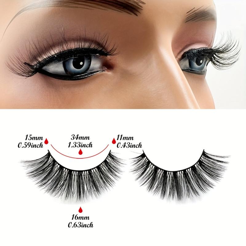 7 Pairs 3D Silk False Eyelashes Slender Wispy Lashes 16 18mm