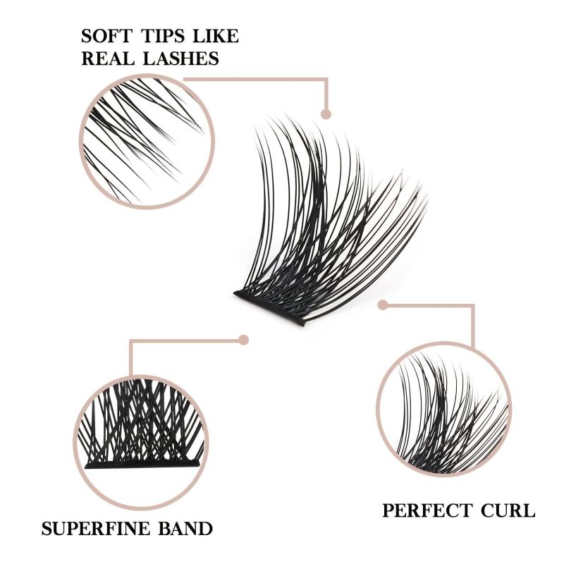 Palm Lashes DIY Eyelash Extensions 90 Clusters C Curl Mixed