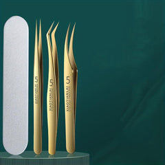 3 Pcs Eyelash Extension Tweezers Set with Case