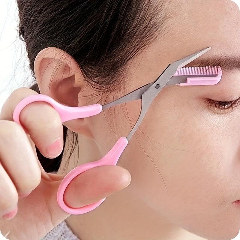 2pcs Stainless Steel Eyebrow Trimmer with Comb - Hair Removal and Shaping