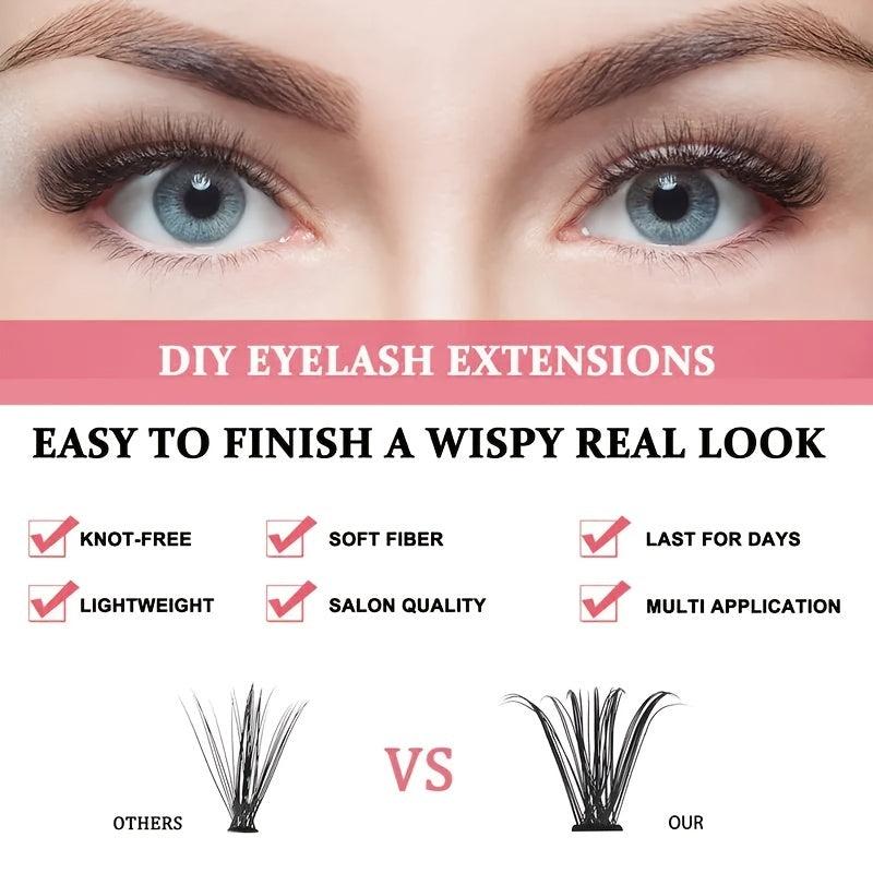 Soft Faux Mink Hair Eyelashes Extension 30D, 3 Rows Self Grafting