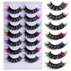 7 Pairs Colored 3D Mink Lashes Fluffy Curly False Eyelashes