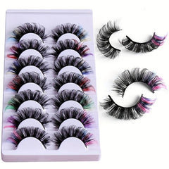 7 Pairs Colored 3D Mink Lashes Fluffy Curly False Eyelashes