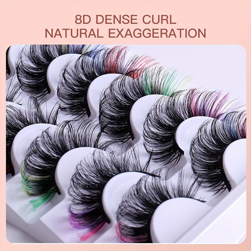 7 Pairs Colored 3D Mink Lashes Fluffy Curly False Eyelashes