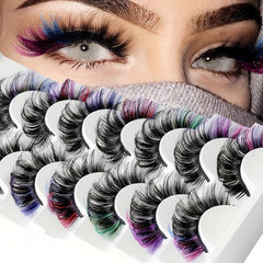 7 Pairs Colored 3D Mink Lashes Fluffy Curly False Eyelashes