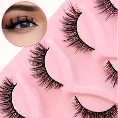 5 Pairs Cat Eye Lashes Fluffy False Eyelashes Natural Faux Mink