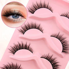 5 Pairs Cat Eye Lashes Fluffy False Eyelashes Natural Faux Mink