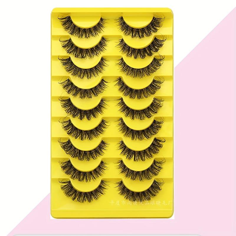 10 Pairs Fluffy Wispy Curly Natural Volume Thick Faux Mink Lashes for Women