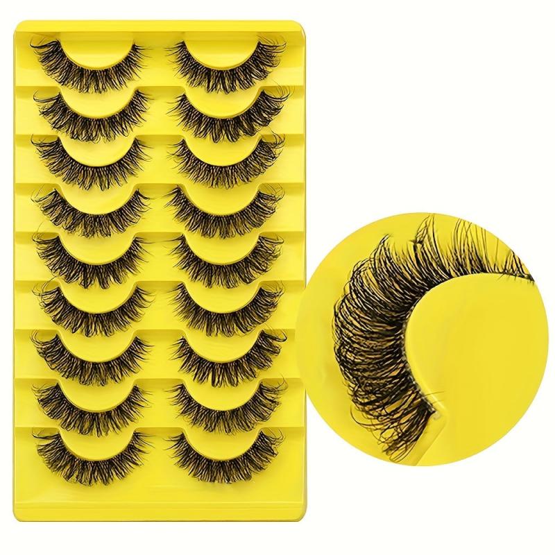 10 Pairs Fluffy Wispy Curly Natural Volume Thick Faux Mink Lashes for Women
