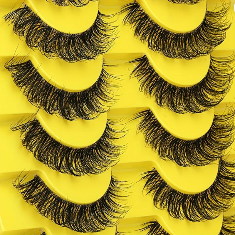 10 Pairs Fluffy Wispy Curly Natural Volume Thick Faux Mink Lashes for Women