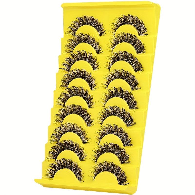 10 Pairs Fluffy Wispy Curly Natural Volume Thick Faux Mink Lashes for Women