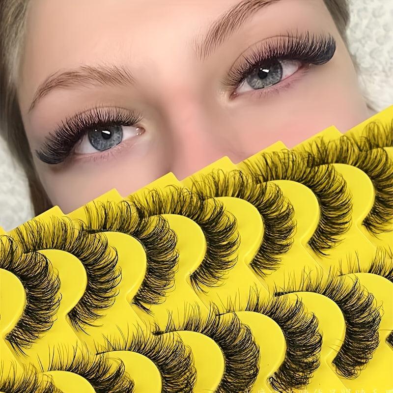 10 Pairs Faux Mink False Eyelashes Fluffy Messy Curly Makeup Lashes