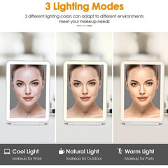 LED Makeup Mirror Folding Beauty Mirror 3 Lighting Modes Touch Screen Vanity