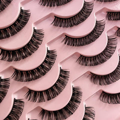 14 Pairs 15mm Short Natural Lash Curl Reusable Fluffy Strip Lashes
