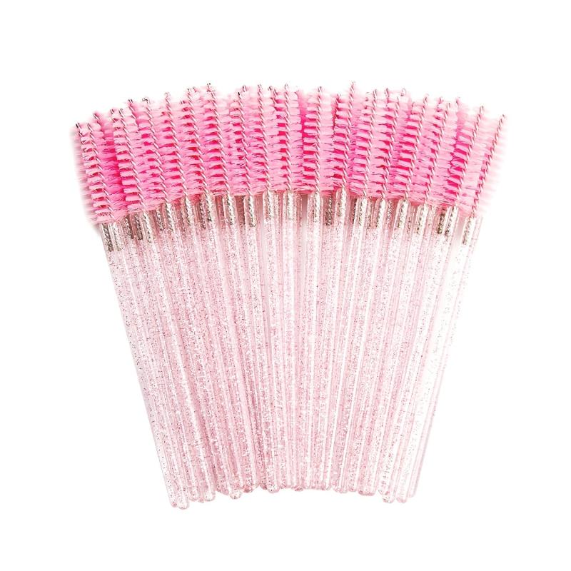 Eyelash Brushes 50pcs Crystal Handle Makeup Brush for Women's Gift