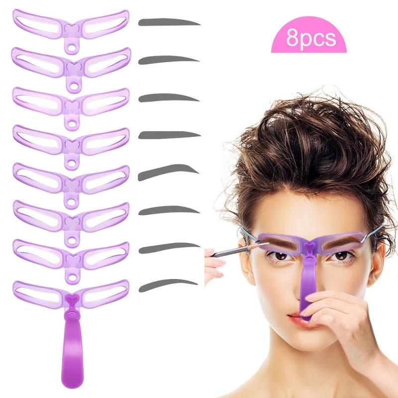 8 in 1 Eyebrow Shaping Template Set for Perfectly Defined Eyebrows