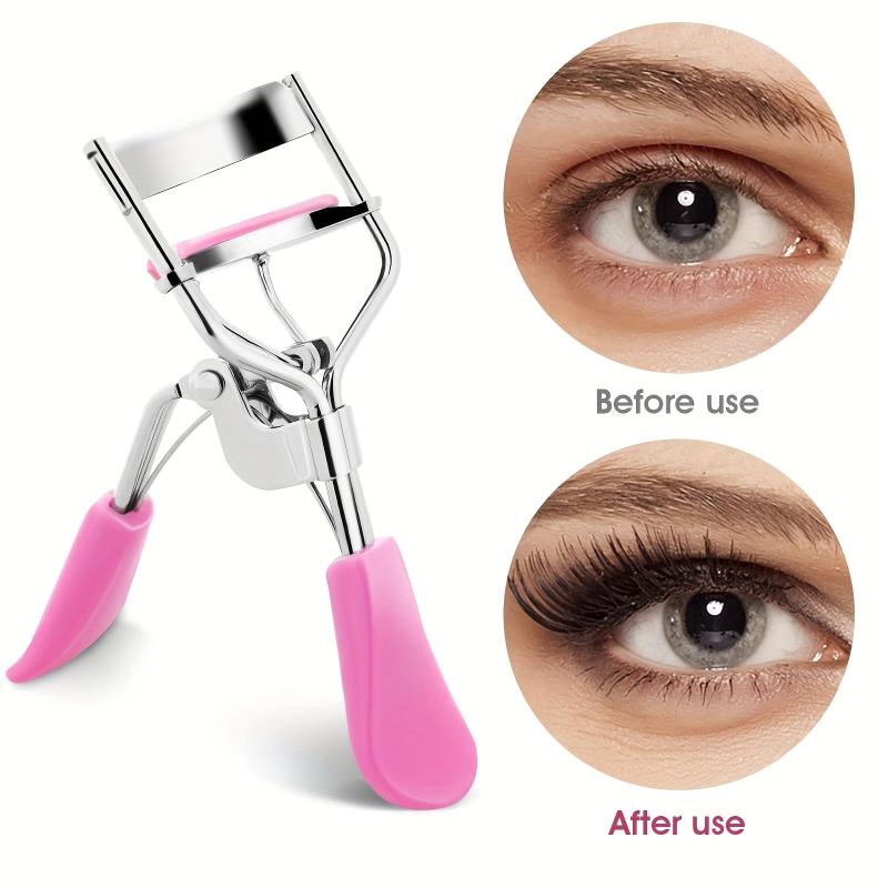 Pink Handle Eyelash Curler with 12 Silicone Refill Pads