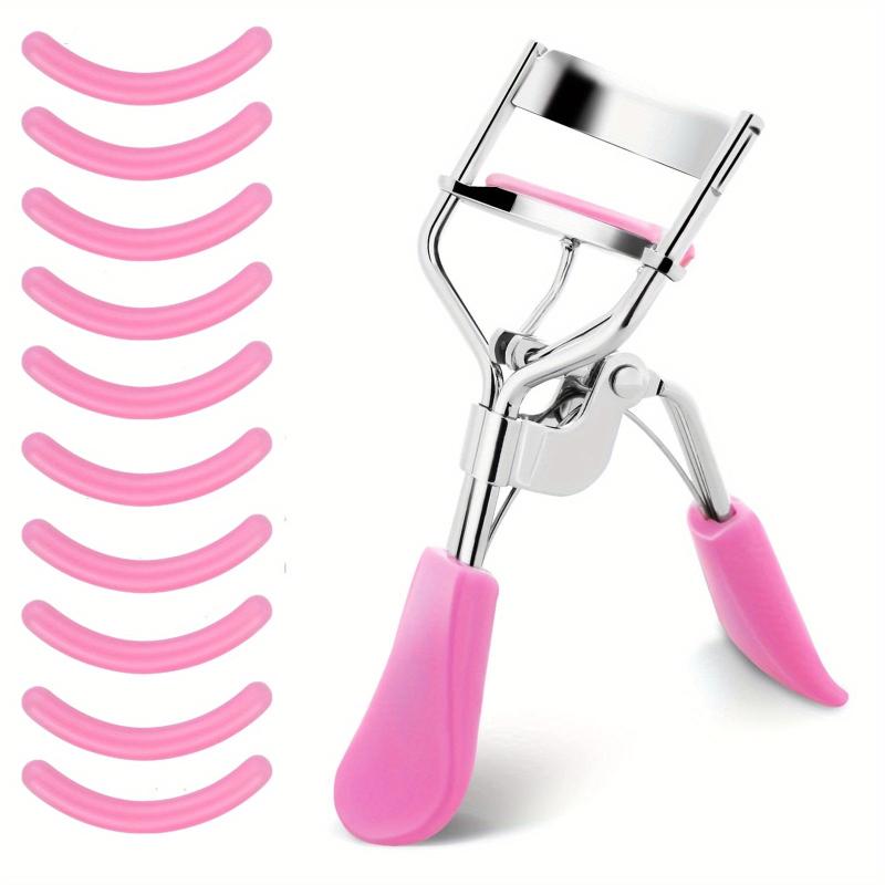 Pink Handle Eyelash Curler with 12 Silicone Refill Pads