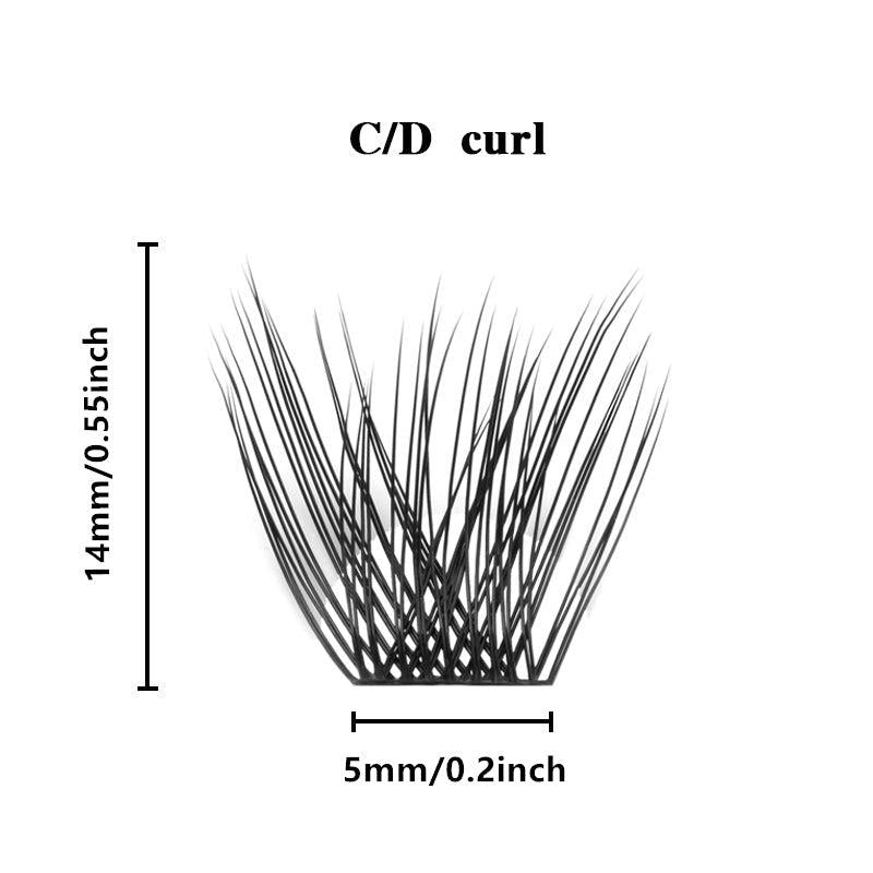 10-16mm D Curl DIY Clusters Eyelash Extension Dovetail Segmented Lashes