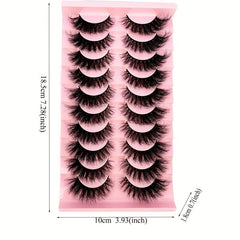 10 Pairs 3D Mink Natural False Lashes Soft Cross Wispy Eyelash Extension