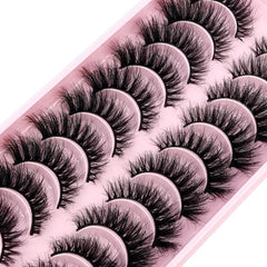 10 Pairs 3D Mink Lashes Cat Eye Curling False Eyelashes
