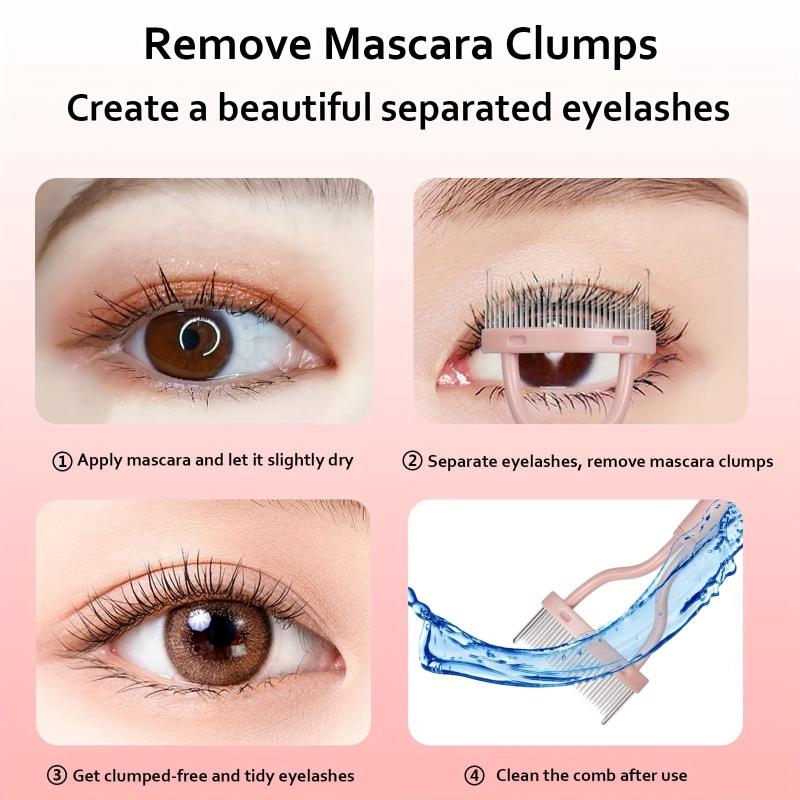 Pink Metal Eyelash Comb and Separator Tool for Women