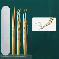 3pcs Stainless Steel Eyelash Tweezers Set for Extensions