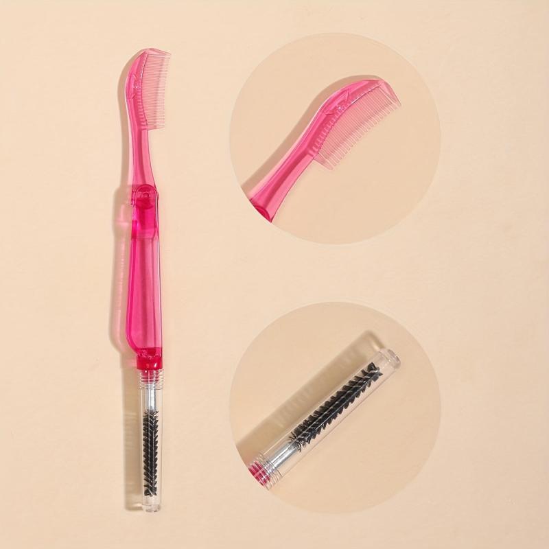 2-in-1 Folding Eyelash & Eyebrow Brush w/ Cap Pink