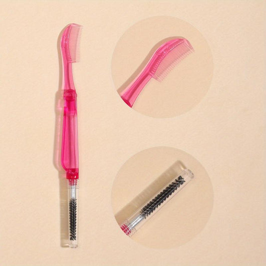 2-in-1 Folding Eyelash & Eyebrow Brush w/ Cap Pink