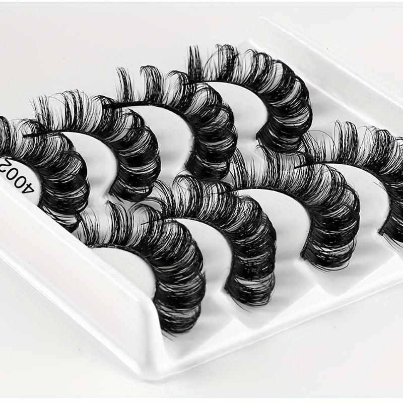 4 Pairs False Eyelashes Dramatic Curling Volume Lashes Natural Look Thick Lashes