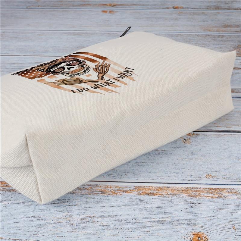 Halloween Makeup Bag Skull & Flag Pattern Travel Pouch Toiletry Bag
