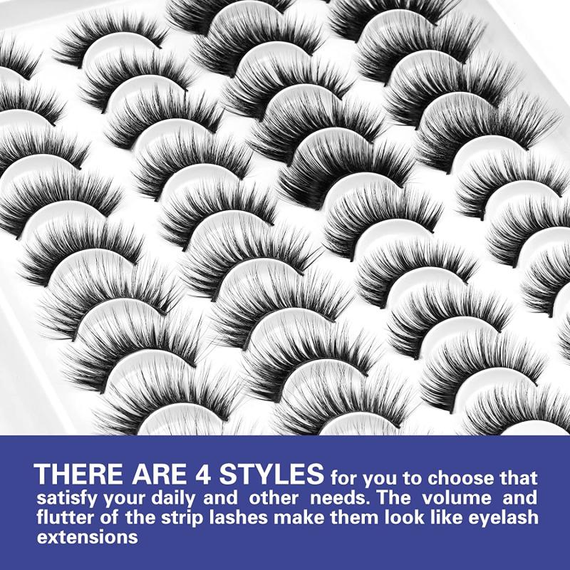 20 Pairs Cat Eye False Eyelashes Dramatic Curling Faux Mink Lashes