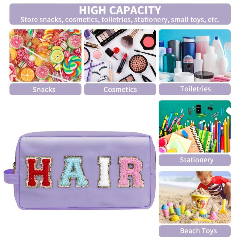 Preppy Makeup Bag Nylon Waterproof Toiletry Bag With Strap