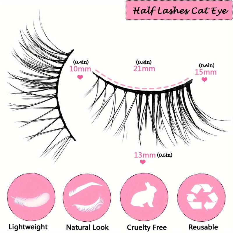 14 Pairs Half Eye False Eyelashes Cat Eye Soft Fluffy Curling Faux Min