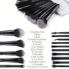 15pcs Makeup Brushes Set for Powder Eyebrow Foundation Blush