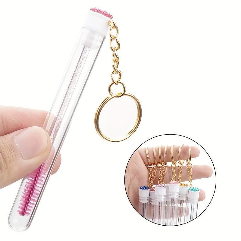 Mascara Wands Crystal Eyelash Spoolies Eyebrow Brush Reusable Key Chain Tube