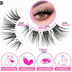 7 Pairs Cat Eyelashes Curling Natural Look Fluffy Faux Mink False Eyelashes