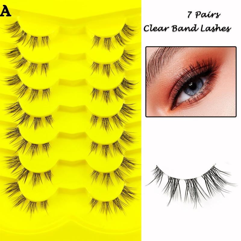 7 Pairs Cat Eyelashes Curling Natural Look Fluffy Faux Mink False Eyelashes