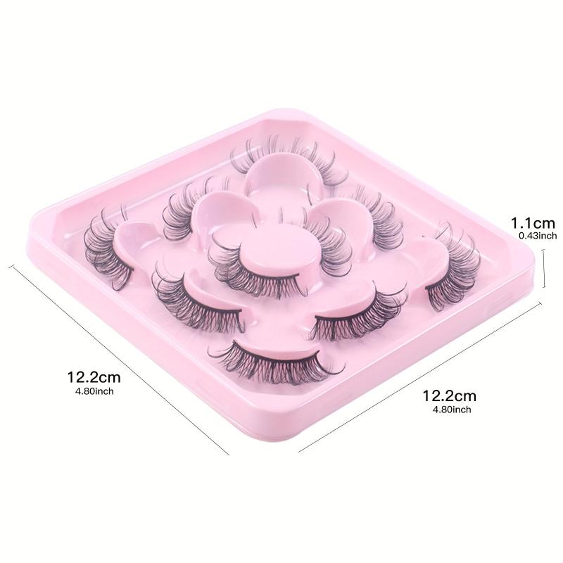 5 Pairs 3D Fluffy Cat Eye Lashes D Curl Wispy Natural Volume Faux Mink Lashes