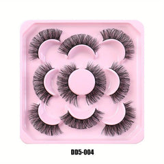 5 Pairs 3D Fluffy Cat Eye Lashes D Curl Wispy Natural Volume Faux Mink Lashes