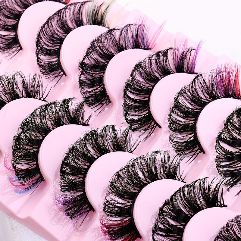 8 Pairs 6D Mink Colored D Curl Cat Eye Eyelashes for Halloween Party