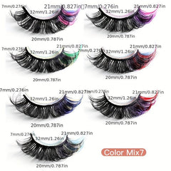 7 Pairs Colored False Eyelashes Thick Curling D Curling Eye Lashes