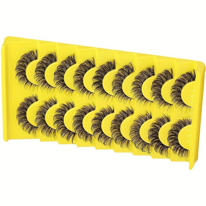 10 Pairs Faux Mink False Eyelashes Fluffy Thick Natural Curly Lashes