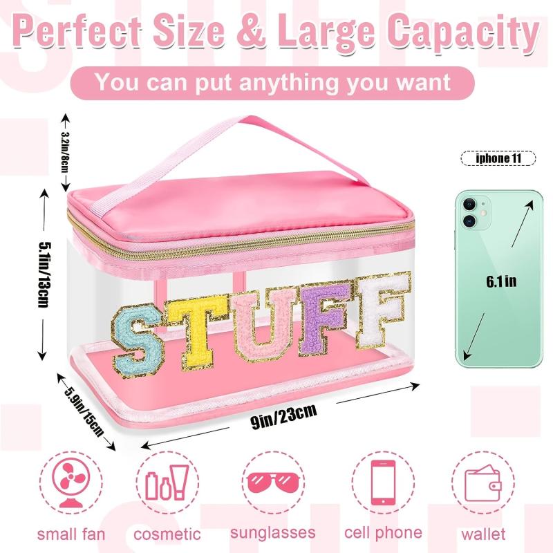 Chenille Letter Bag Makeup Cases Nylon Bag with Zipper