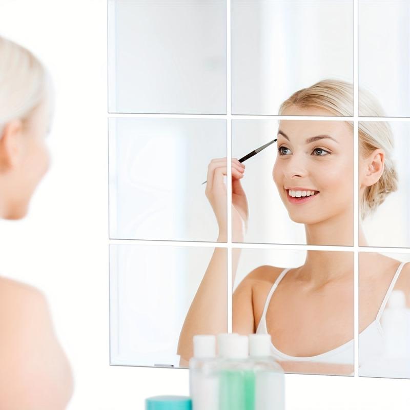 Adhesive Wall Mirror Tiles for Bedroom and Home Gym Full Body Reflection
