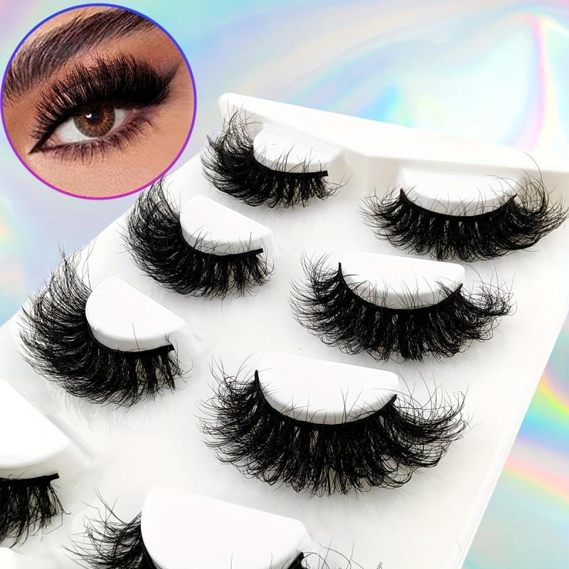 4 Pairs Fluffy Faux Mink Cat Eye Look False Lashes 20mm