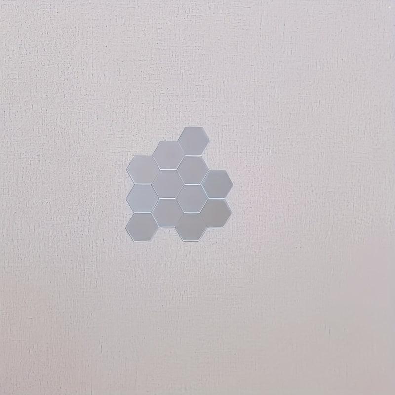 12pcs Hexagon Mirror Wall Stickers DIY Apartment Decor Easy Apply