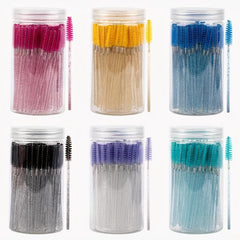 100pcs Eyelash Brushes with Container for Extensions and Makeup