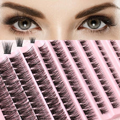 100Pcs 3D 8-16mm Wispy False Eyelashes Natural Look Faux Mink Slender Eyelashes